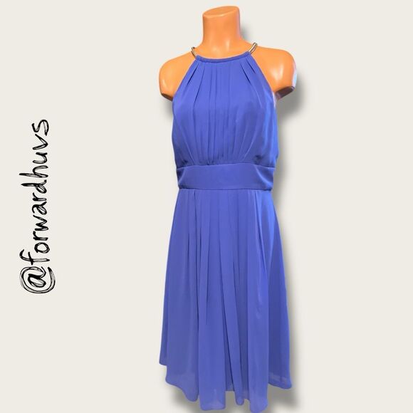 White House Black Market Dress – Royal Blue – Gold-Tone Neck Chain – Size 6 - Picture 3 of 13